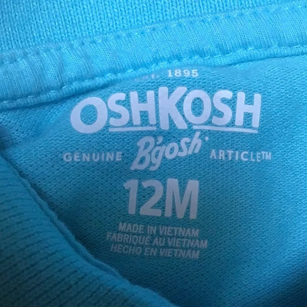 Osh Kosh B’gosh Aqua Turqoise Blue One‎ Piece Polo Jumpsuit Onesie 12 M